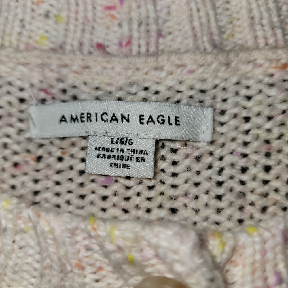 American Eagle Knit Button Sweater - Large - Crea… - image 2
